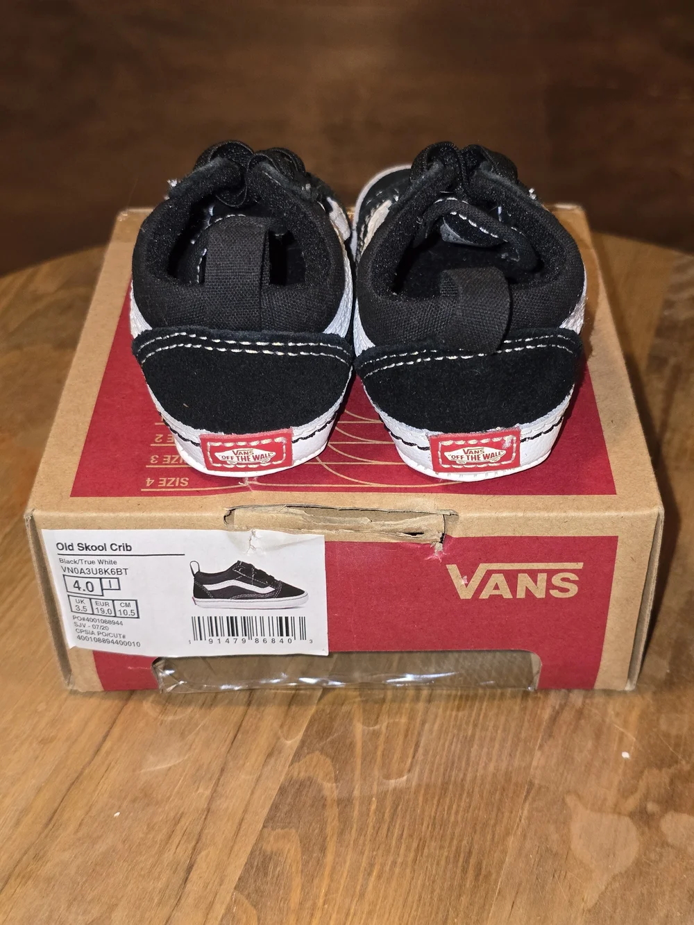 VANS Old Skool Crib Infant Shoes Black & White Size 4 (6–9 Months)